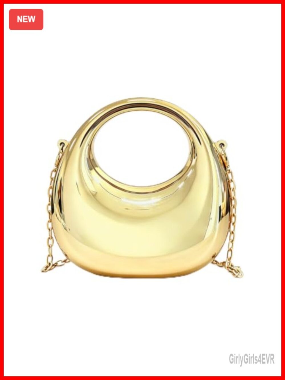 Acrylic Crescent Mini Clutch Gold Evening Bag Detachable Chain Shoulder
